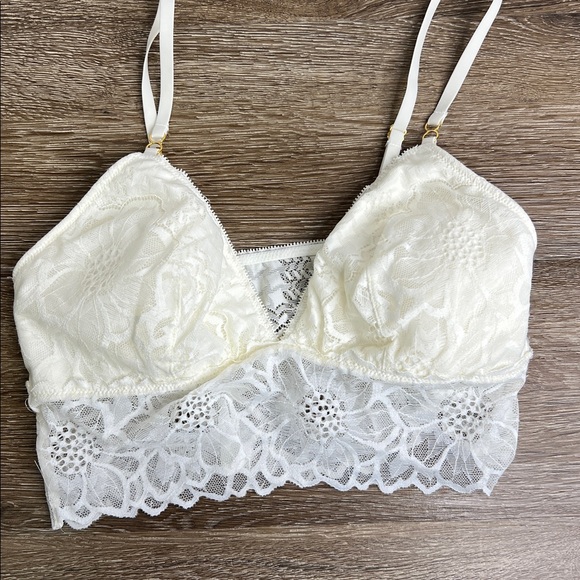 Aerie Lace Longline Bralette Set – White & Burgundy | Size S/P - Picture 4 of 9